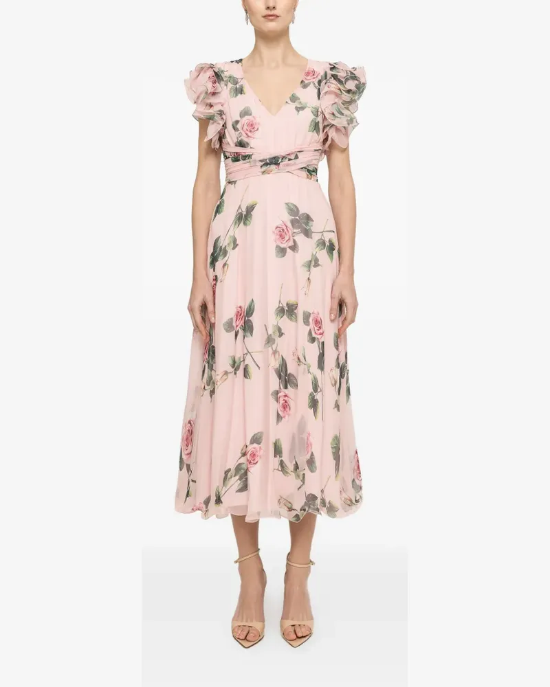 NISSA ruffled floral silk dress - Rosa Rosa
