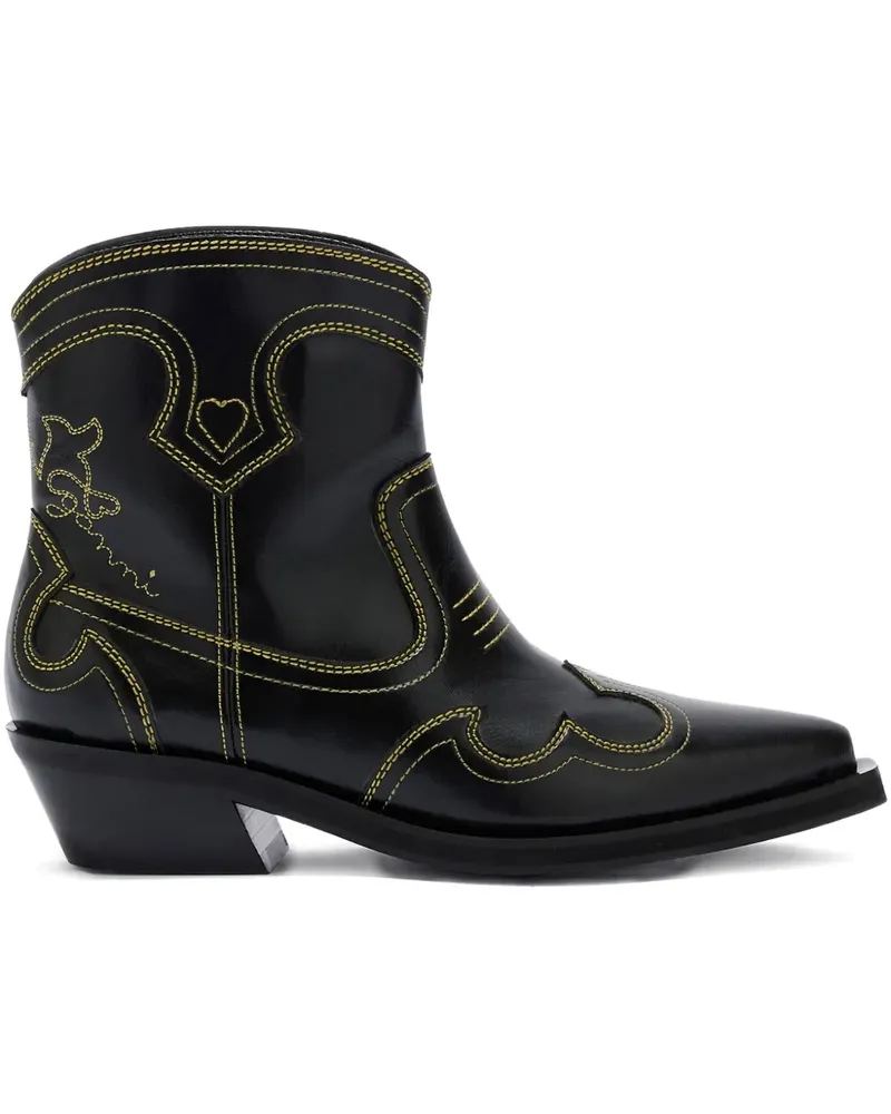 Ganni Stiefel mit spitzer Kappe - Schwarz Schwarz