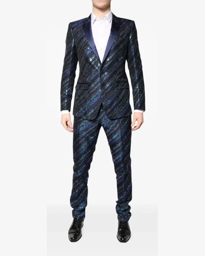 Dolce & Gabbana Jacquard-Anzug mit fallendem Revers - Blau Blau