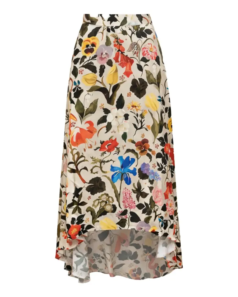 Gloria Coelho Elisabetana floral-print midi skirt - Nude Nude