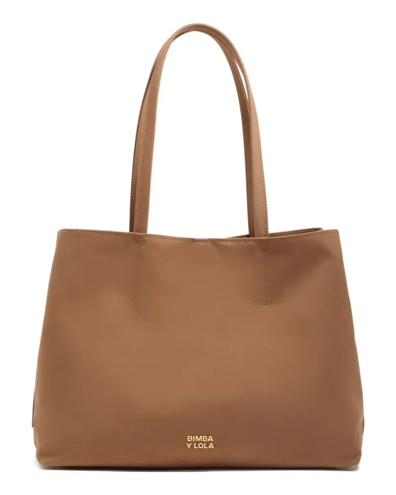BIMBA Y LOLA Kleiner Shopper mit Logo-Patch - Braun Braun