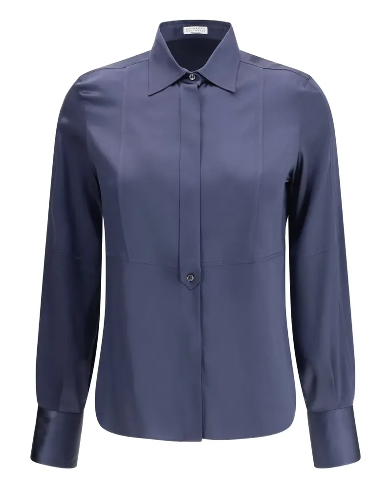 Brunello Cucinelli long-sleeve silk shirt - Blau Blau