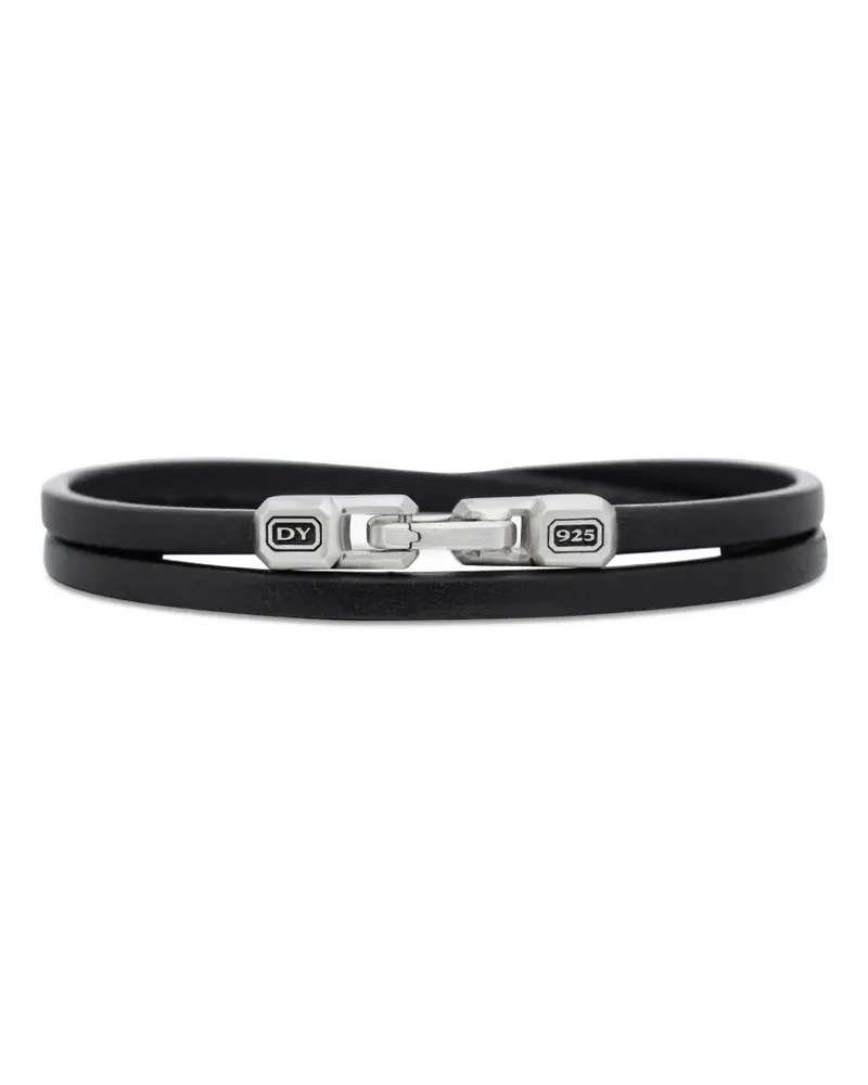 David Yurman Streamline Double Wrap Sterlingsilber-Lederarmband (4mm Silber