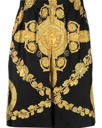 Versace Shorts aus Seide mit Barocco-Print Schwarz