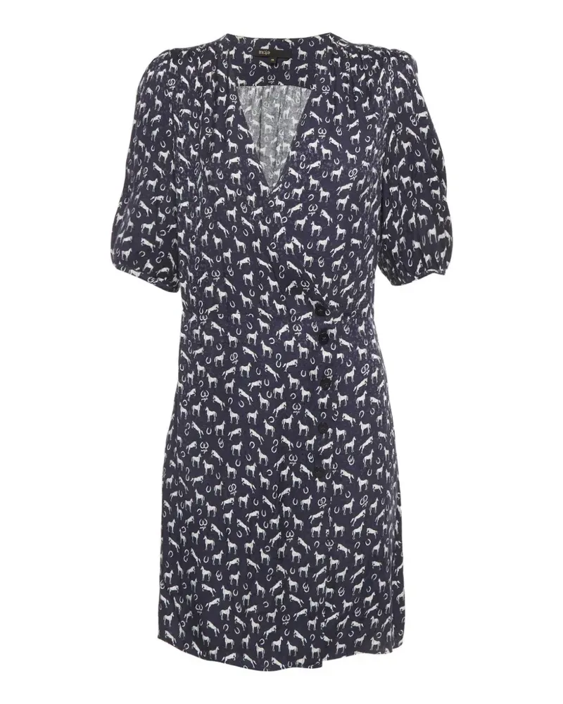 Maje horse-print midi dress - Blau Blau