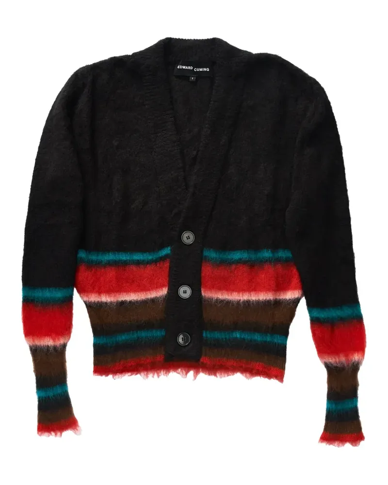 Edward Cuming Gestreifter Cardigan - Schwarz Schwarz