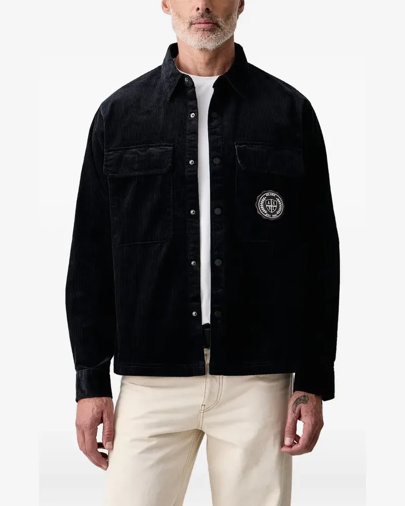 Armani Exchange corduroy logo-patch shirt - Schwarz Schwarz