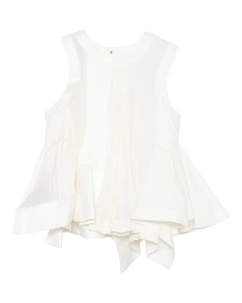 Sacai ruffled sleeveless top - Weiß Weiß