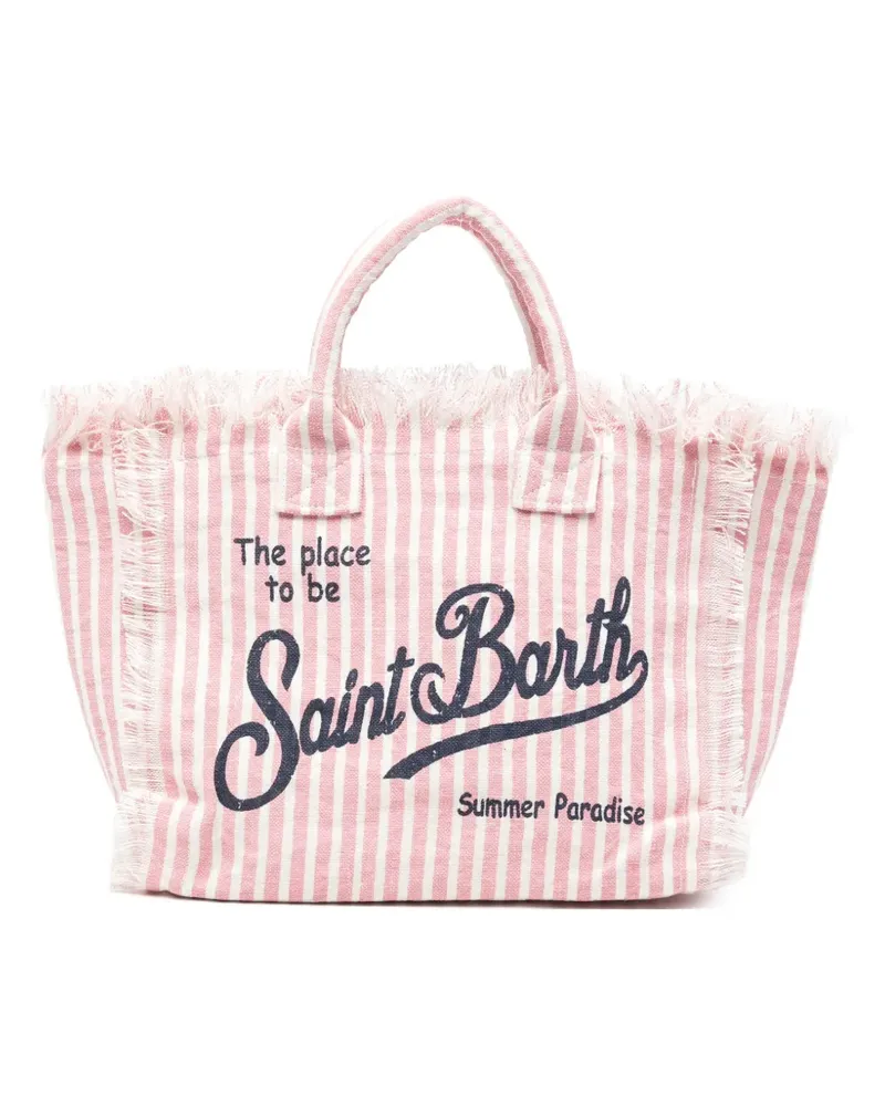 MC2 Saint Barth Gestreifte Strandtasche mit Fransen - Rosa Rosa