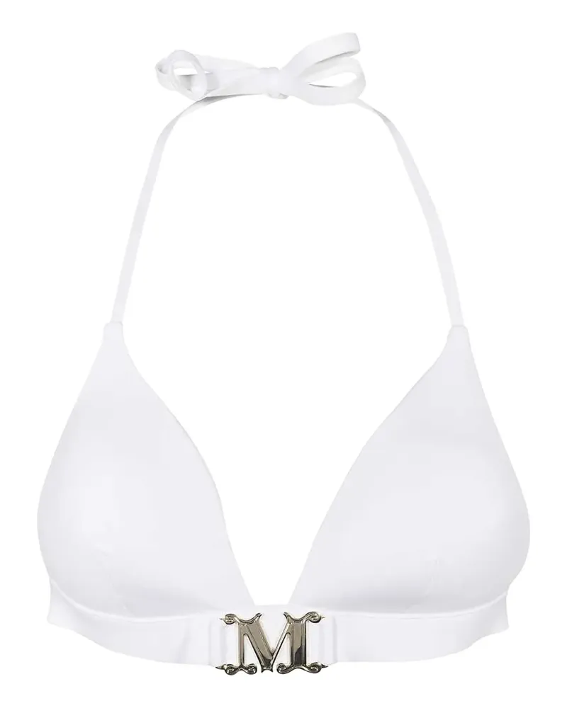 Max Mara Triangel-Bikinioberteil mit Logo - Weiß Weiß