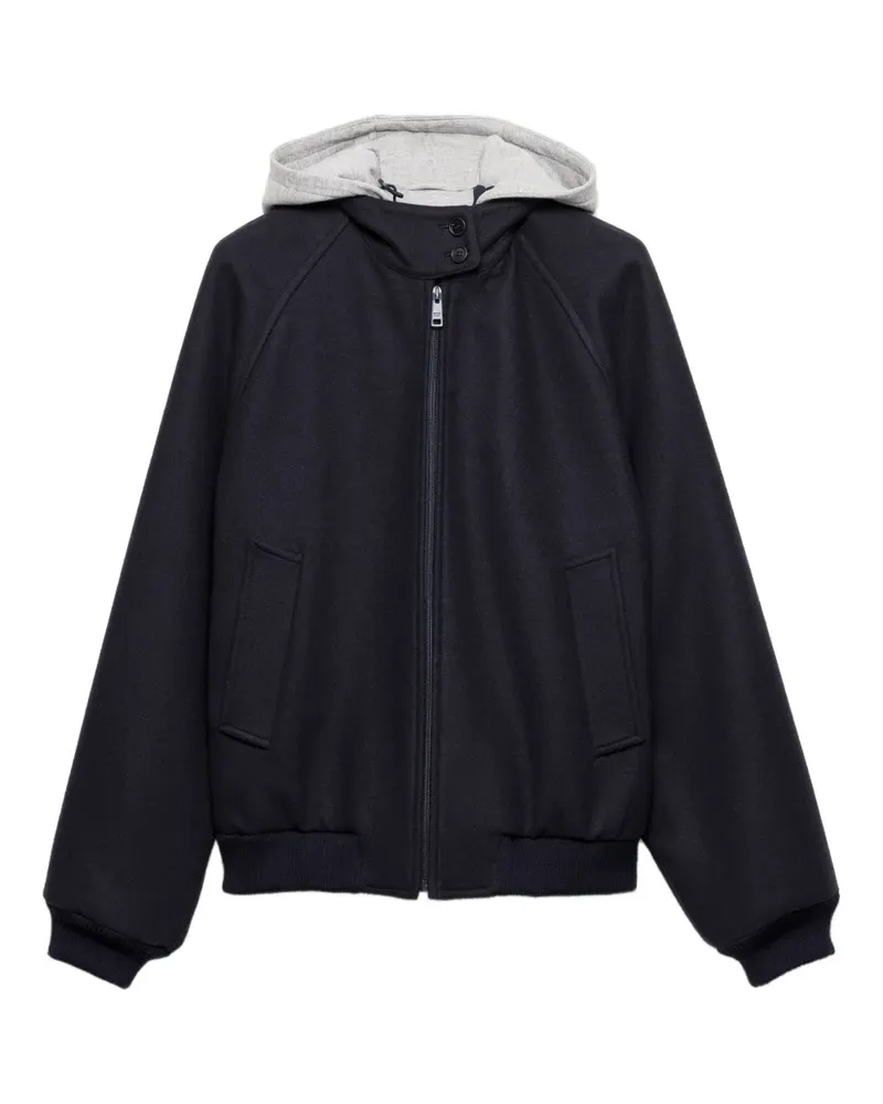 Prada ribbed knit hooded jacket - Blau Blau