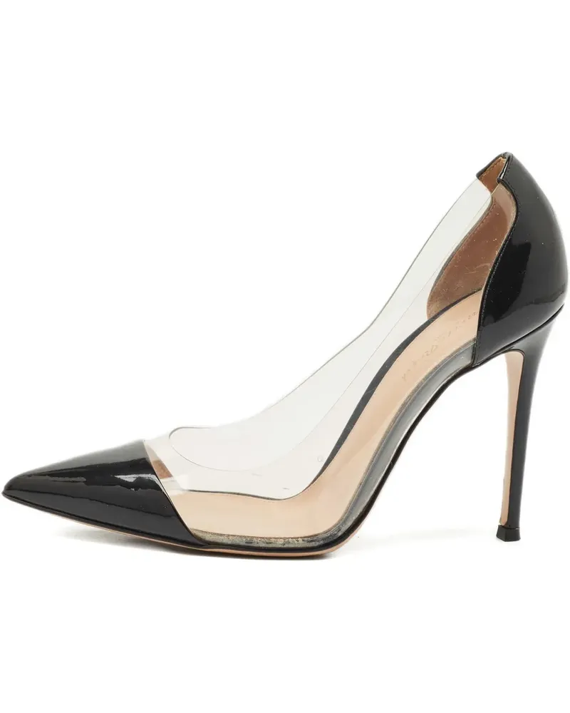 Gianvito Rossi Plexi pointed-toe leather pumps - Schwarz Schwarz