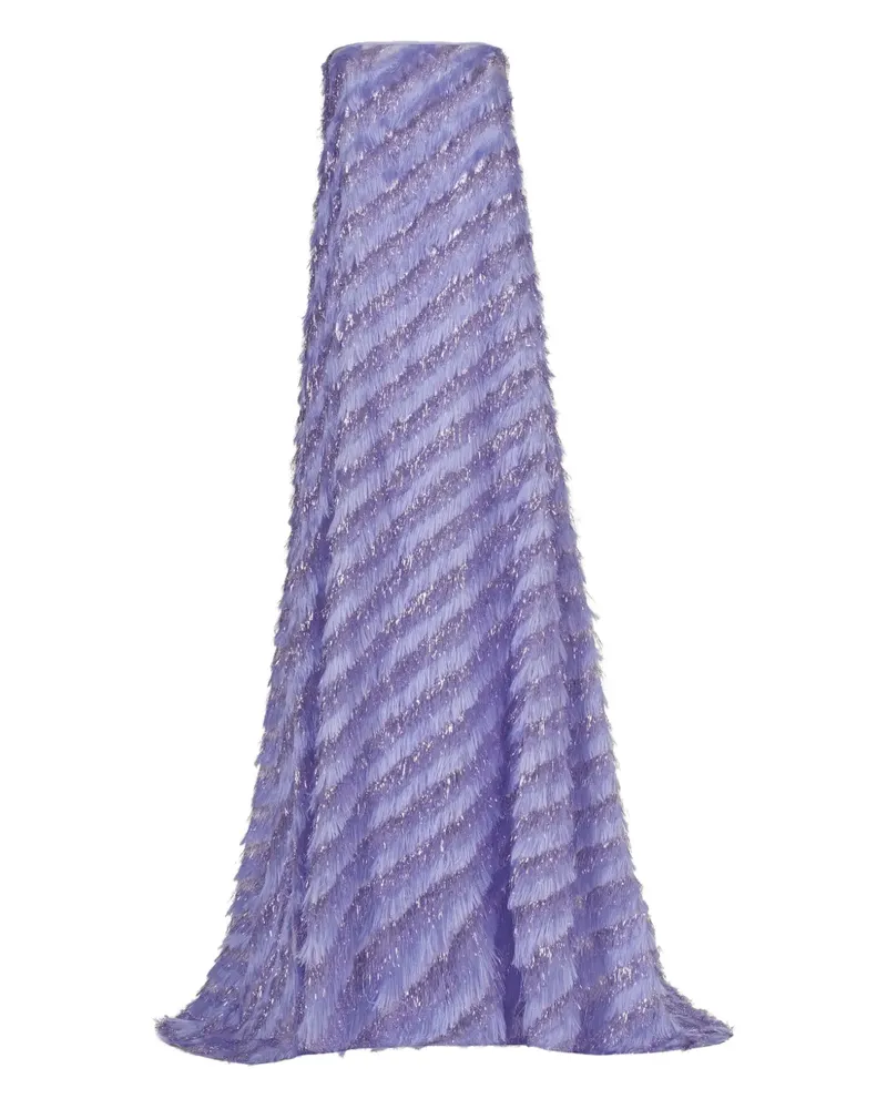 Taller Marmo Schulterfreies Anguila Maxikleid mit Fransen - Violett Violett
