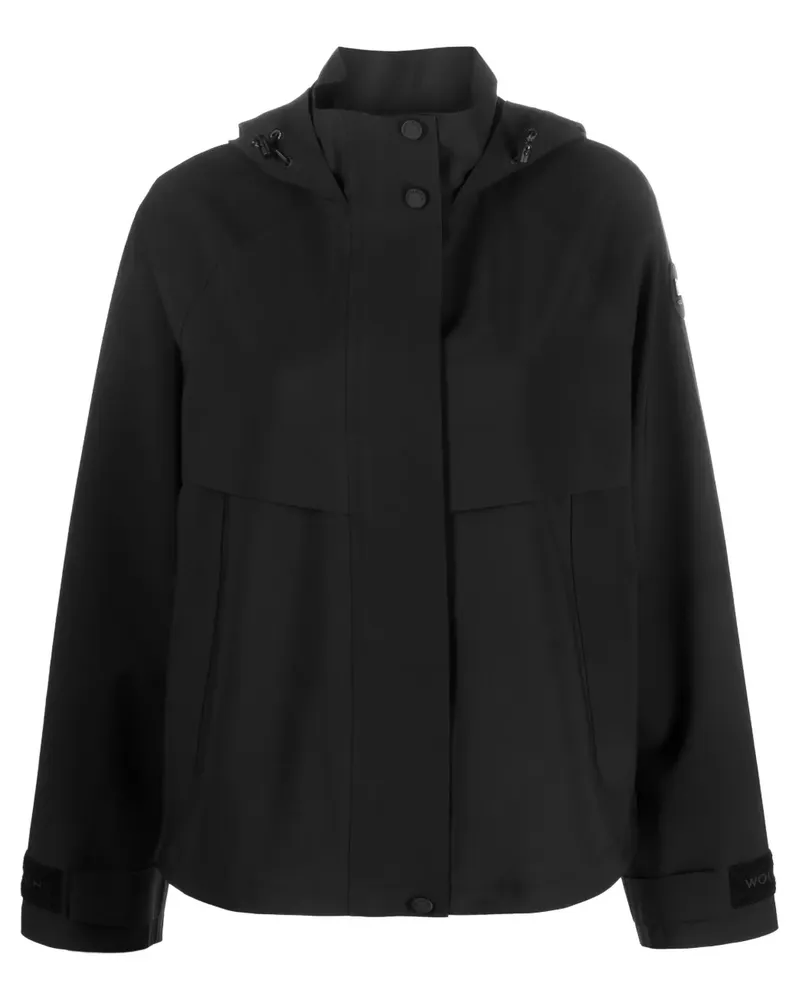 Woolrich Kapuzenjacke mit Logo-Patch - Schwarz Schwarz