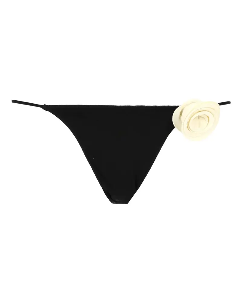 La Reveche Ashar floral-appliqué bikini bottoms - Schwarz Schwarz