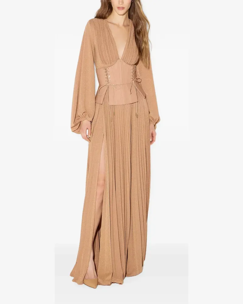Elisabetta Franchi Red Carpet Kleid aus Jersey mit Lamé-Effekt - Nude Nude