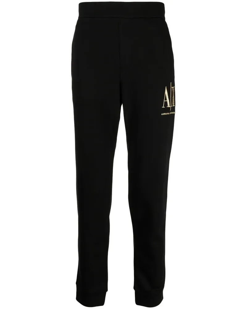Armani Exchange Jogginghose mit Logo-Stickerei - Schwarz Schwarz