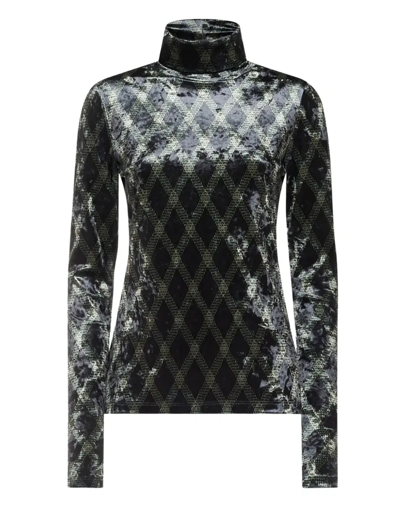 Pierre-Louis Mascia diamond-pattern velvet top - Schwarz Schwarz