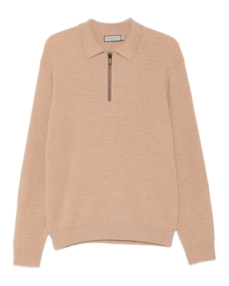 Canali Pullover mit kurzem Reißverschluss - Nude Nude