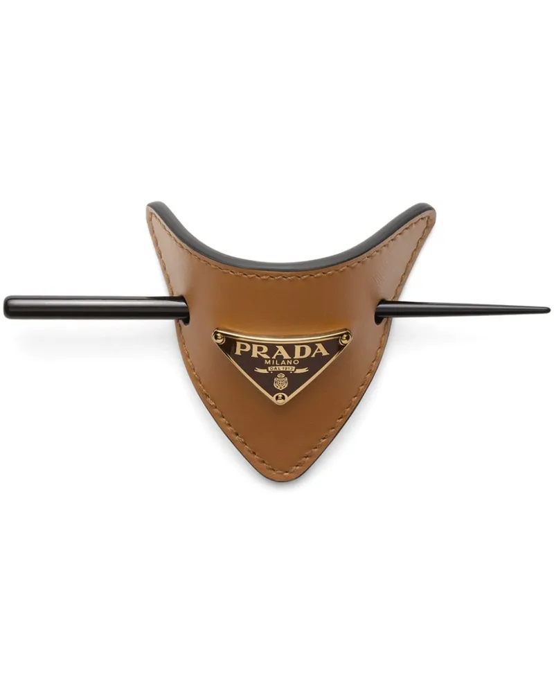 Prada Haarspange aus Leder - Braun Braun