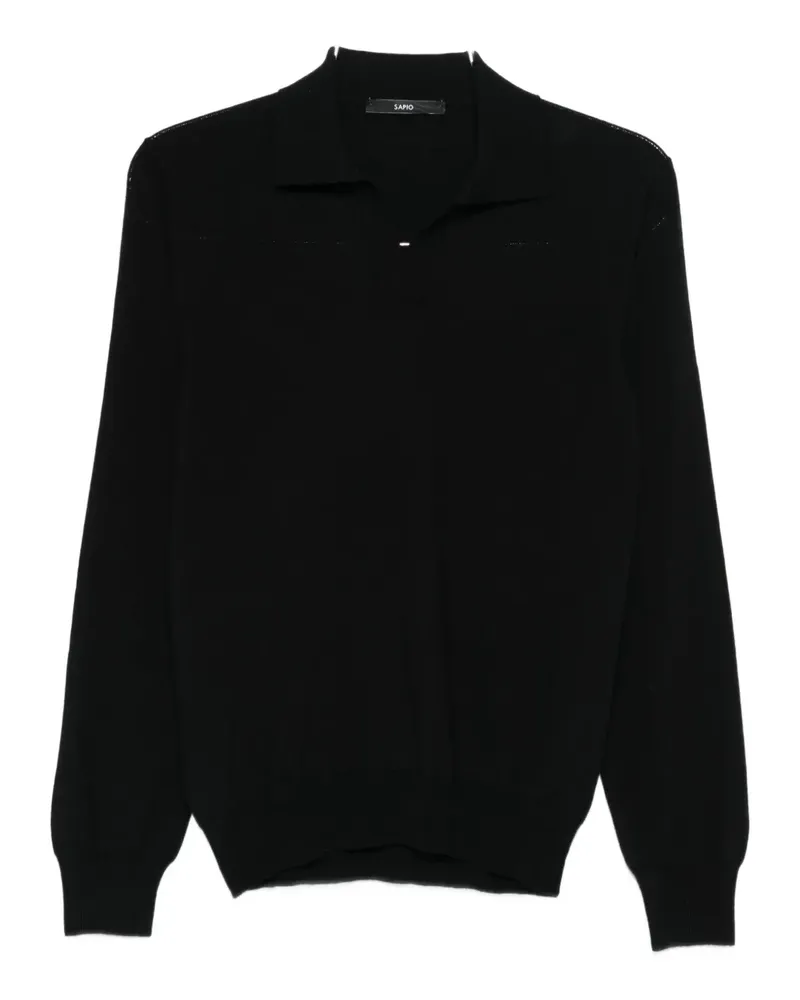 Sapio merino wool polo shirt - Schwarz Schwarz