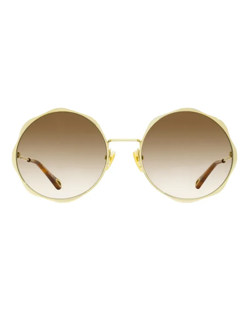Chloé Sonnenbrille mit rundem Gestell und Wellenkante - Gold Gold