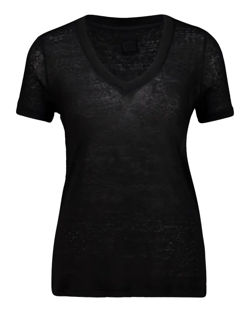 120% Lino V-neck T-shirt - Schwarz Schwarz