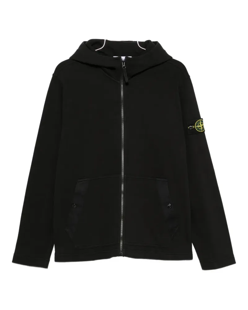 Stone Island logo-patch zip-up hoodie - Schwarz Schwarz