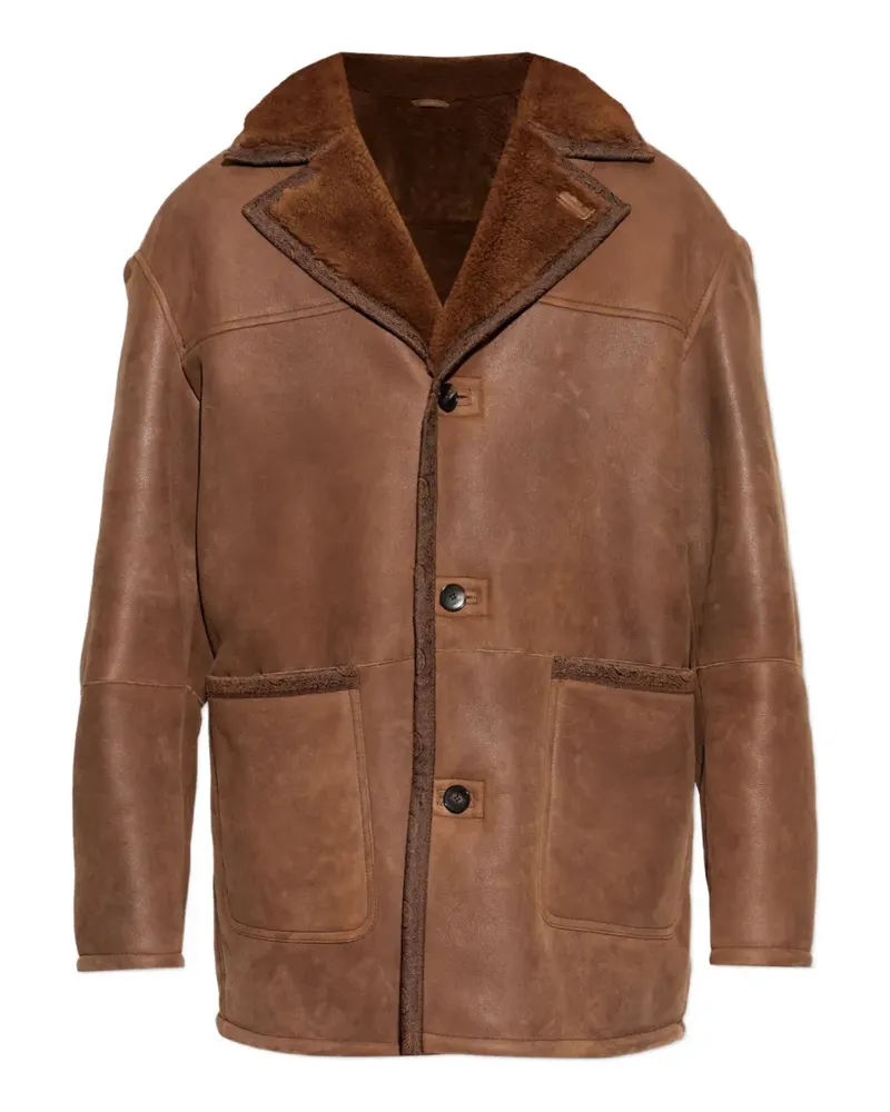 Etro Paisley-Mantel mit Shearling-Futter - Braun Braun