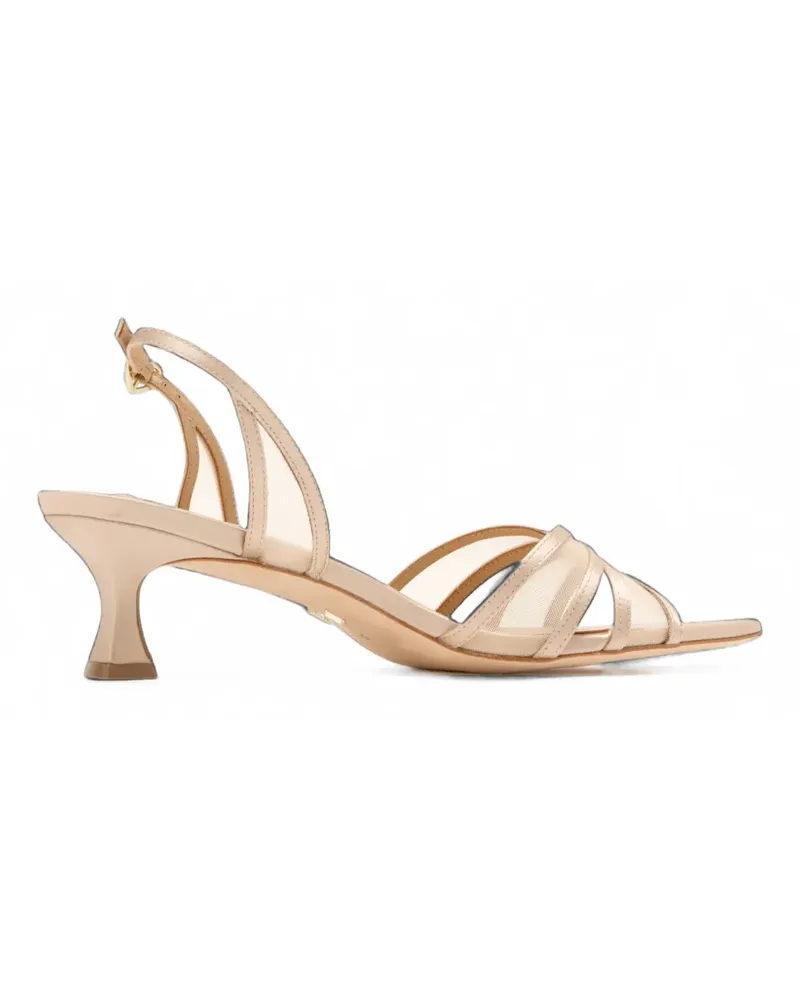 Badgley Mischka Yoana satin-finish mesh-panel sandals - Nude Nude