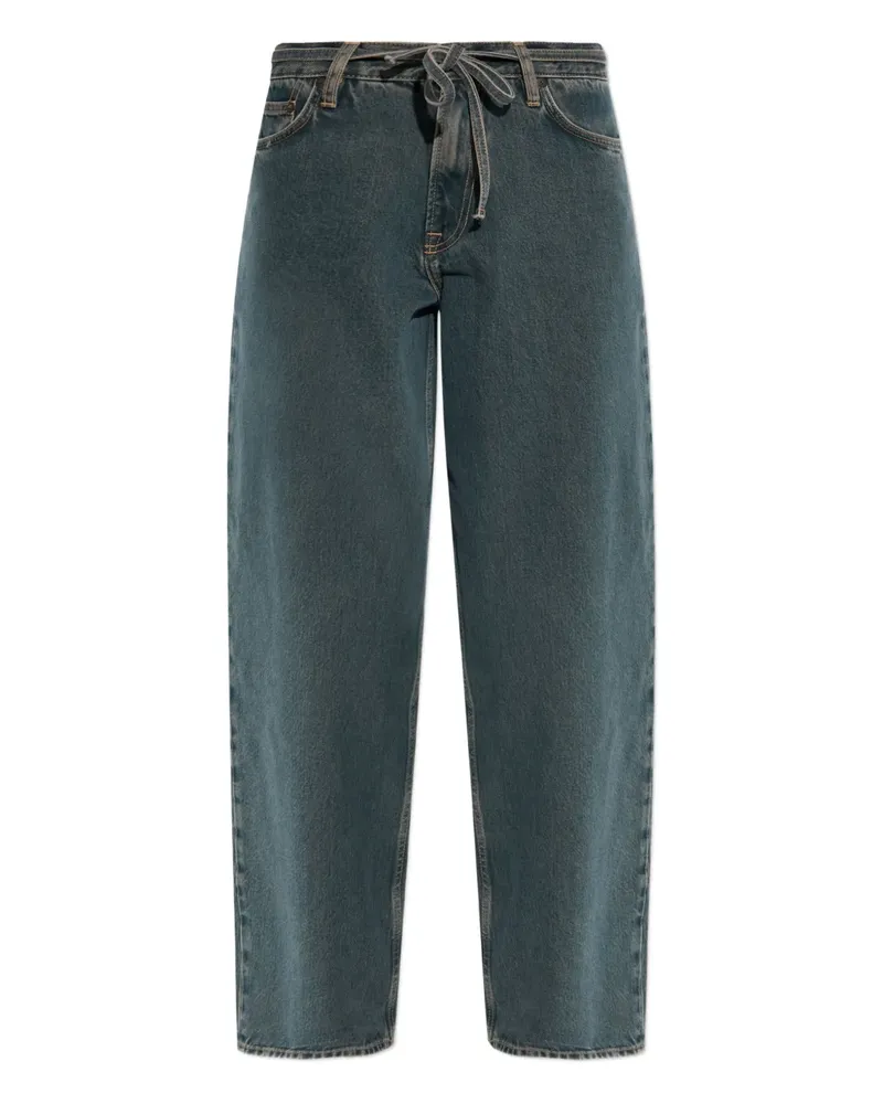 Samsøe & Samsøe tie-waist logo patch denim jeans - Blau Blau
