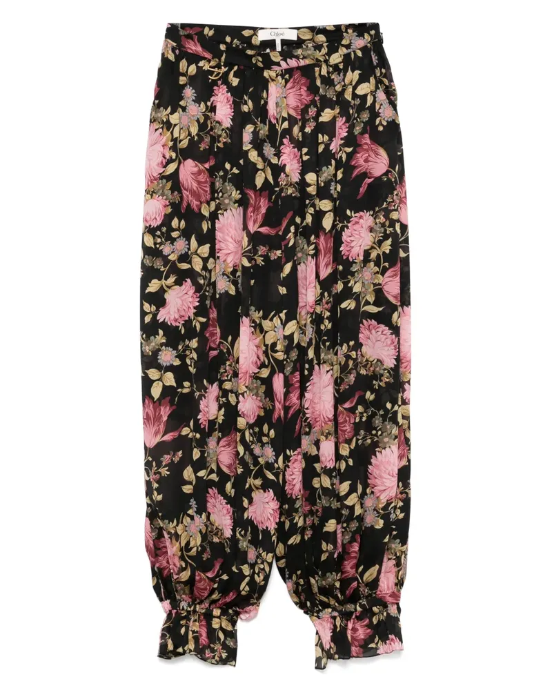 Chloé Florale Hose - Schwarz Schwarz