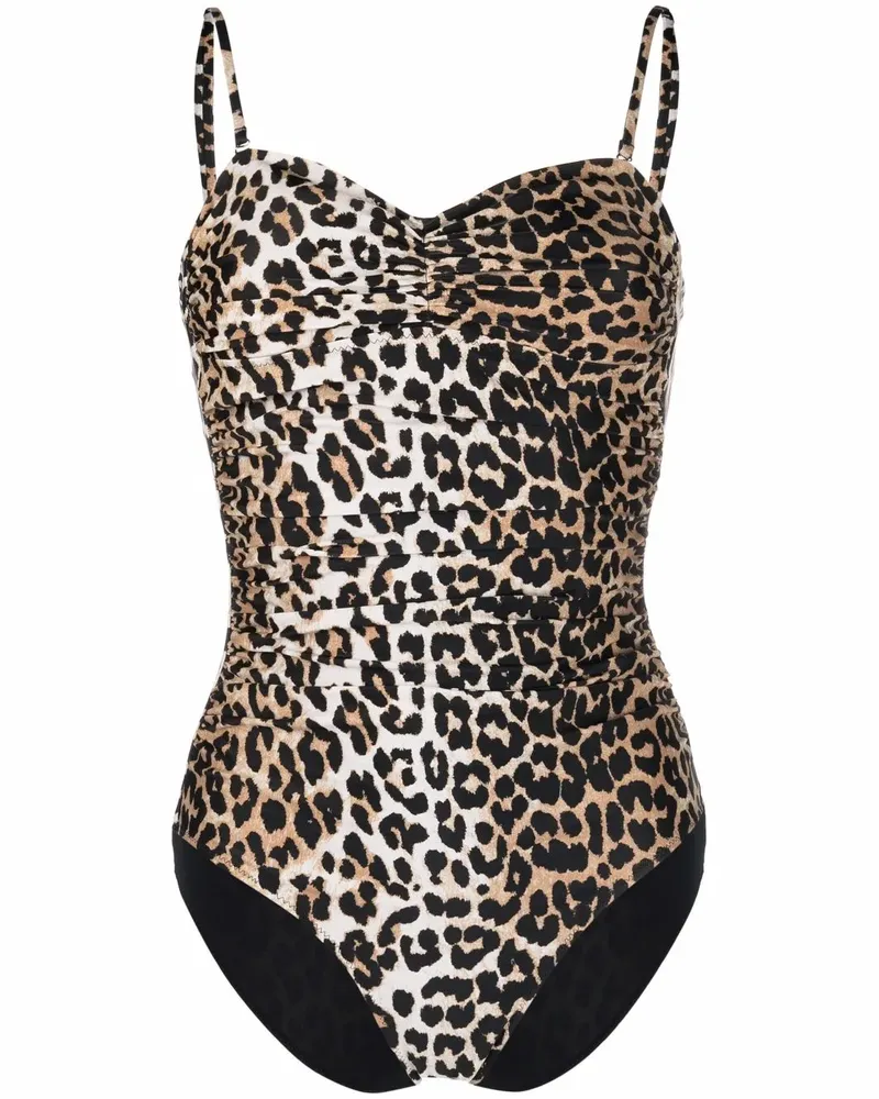 Ganni Badeanzug mit Leoparden-Print - Braun Braun