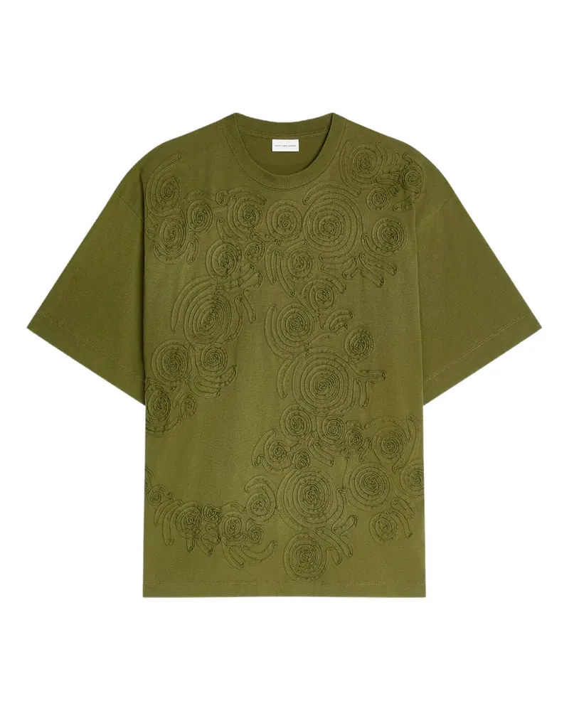 Dries van Noten T-Shirt mit Blumenstickerei - Grün Grün