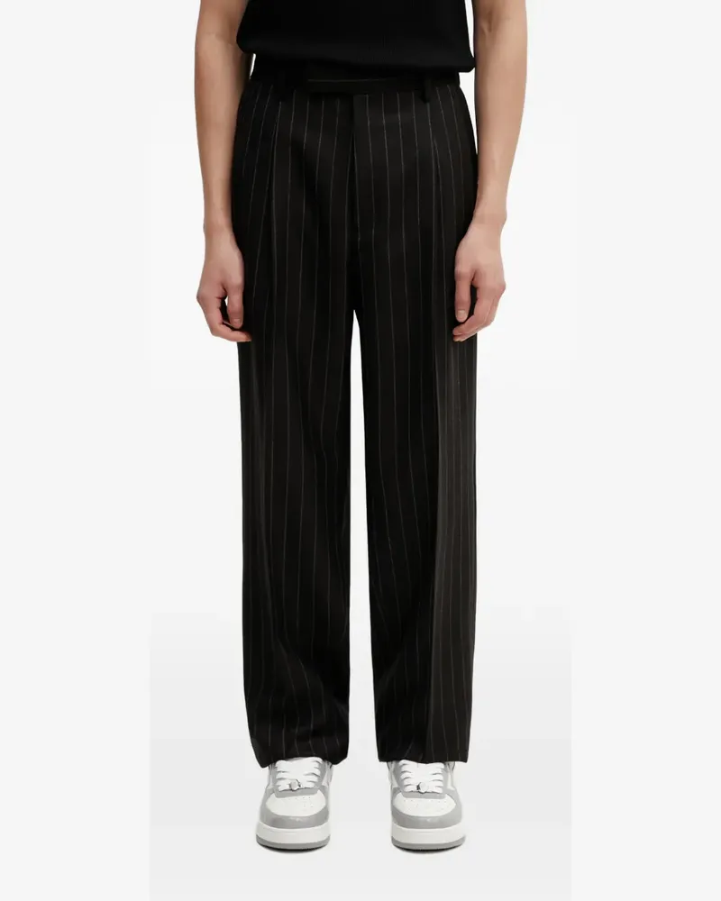 Wacko Maria pinstripe-pattern pleated trousers - Schwarz Schwarz