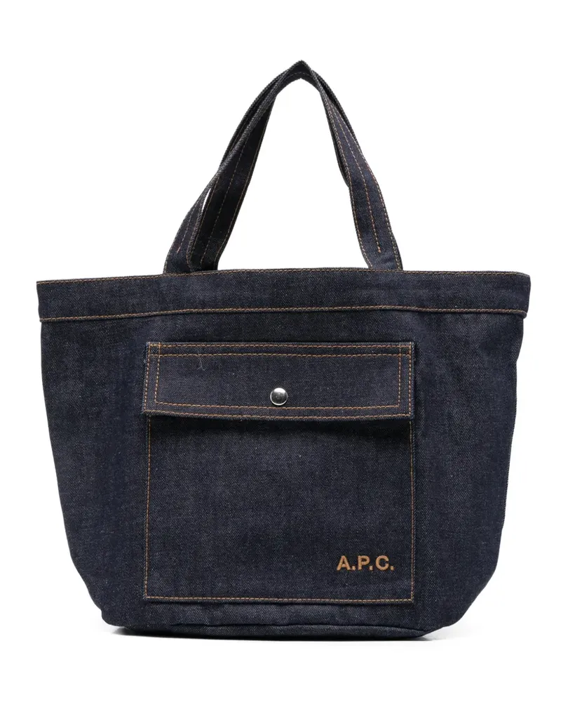 A.P.C. Jade logo-embroidered tote bag - Blau Blau