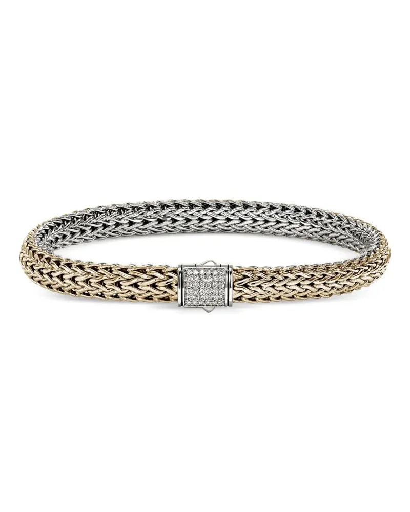 John Hardy sterling silver 14K yellow gold diamond bracelet Gold