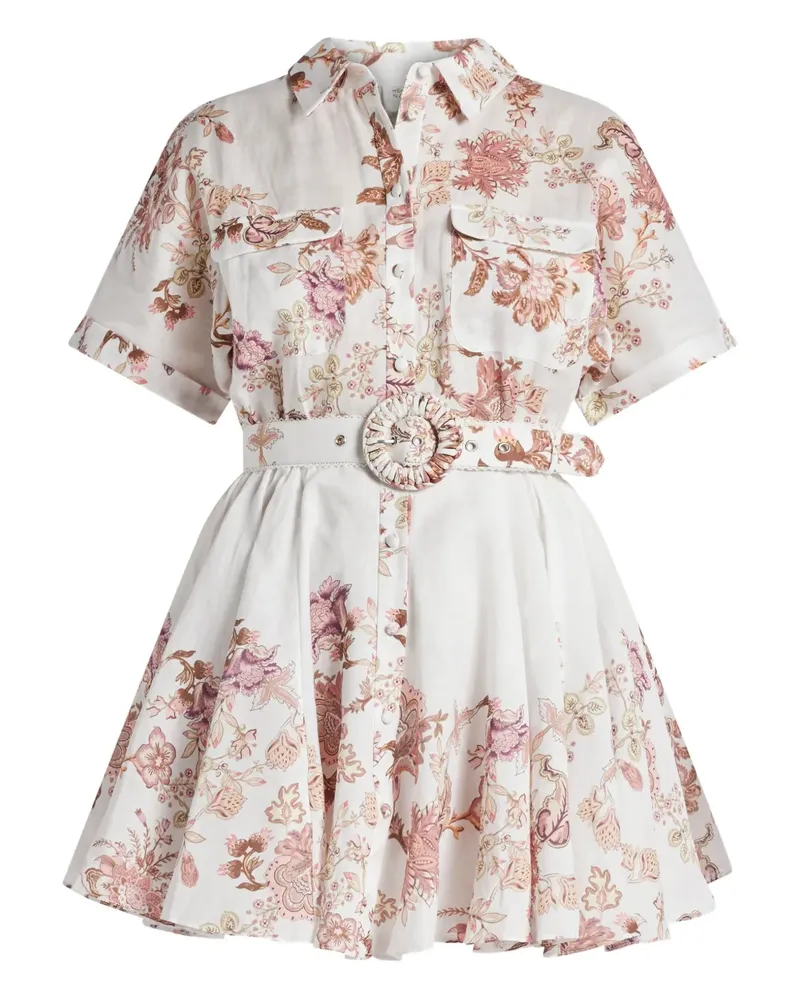 Hemant & Nandita Diza floral belted mini dress - Weiß Weiß