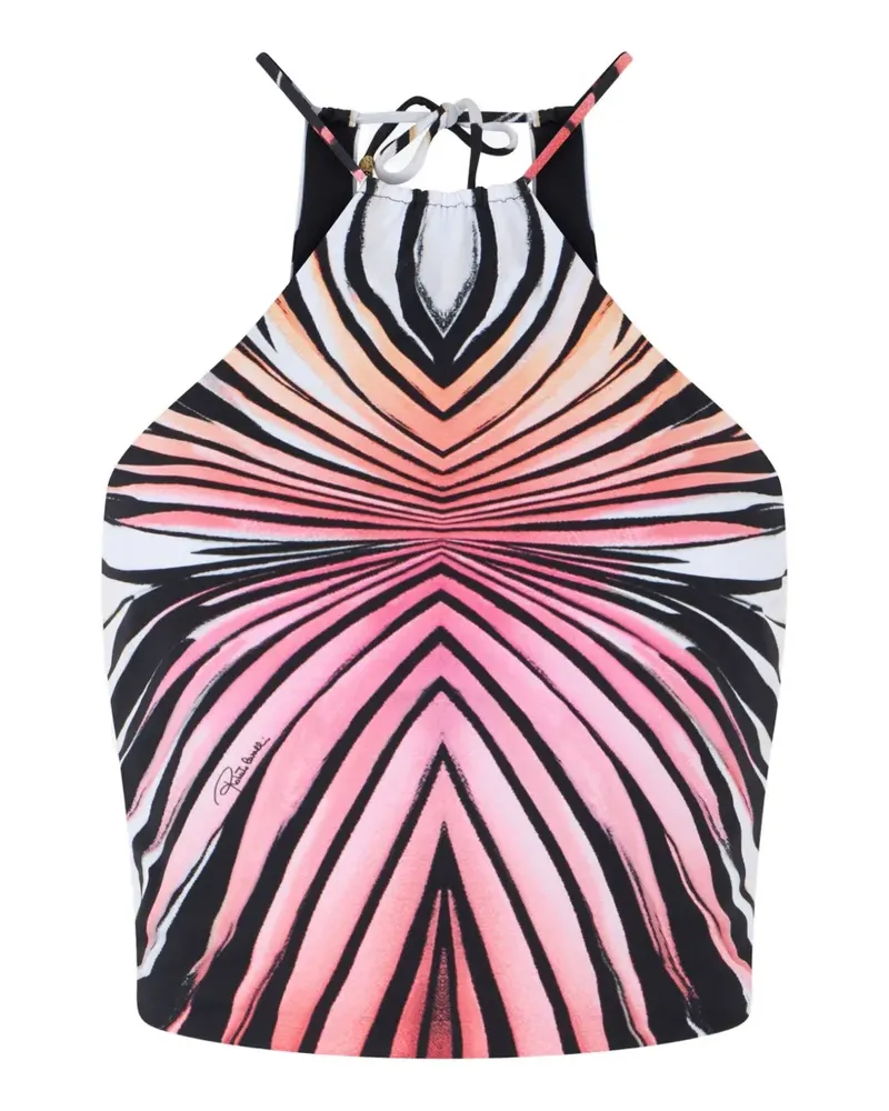 Roberto Cavalli Ray Of Paradise zebra-print halterneck top - Rosa Rosa