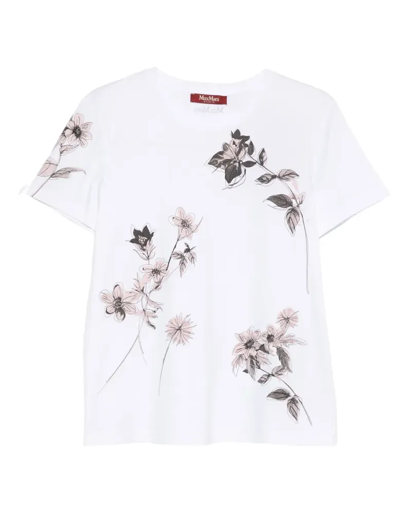Max Mara T-Shirt mit Blumen-Print - Weiß Weiß