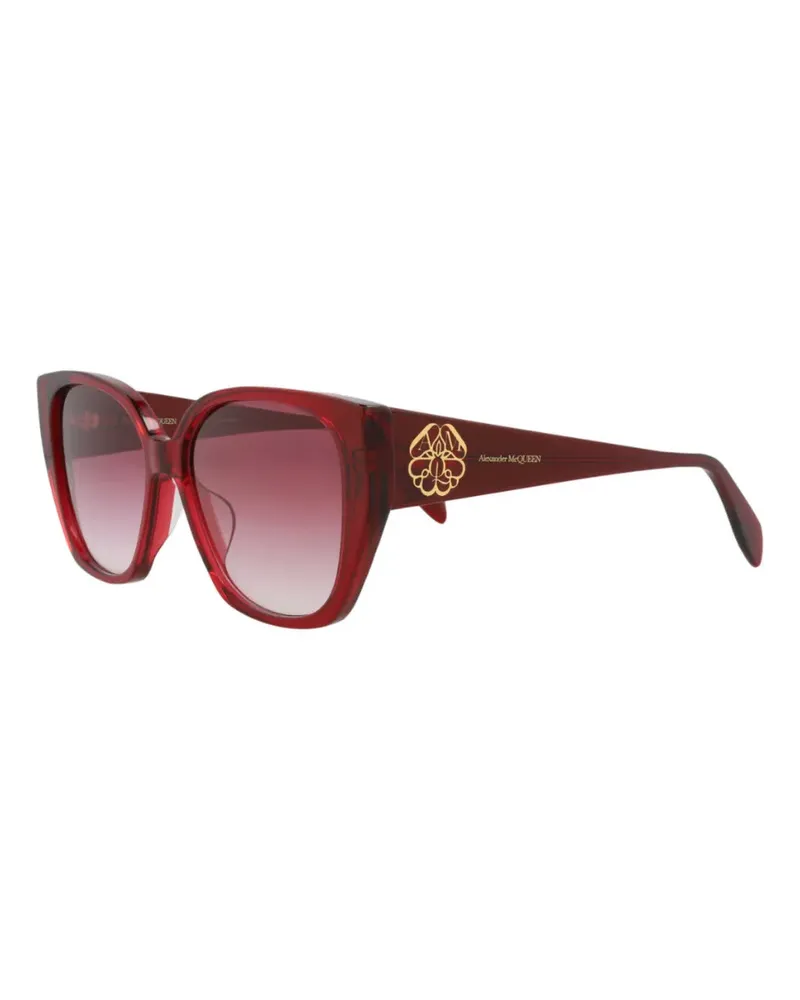 Alexander McQueen Eckige Sonnenbrille mit Logo-Print - Rot Rot