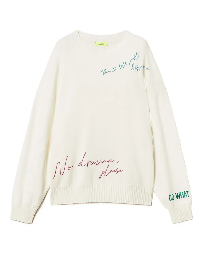 Twin-Set Pullover mit aufgestickten Buchstaben - Weiß Weiß