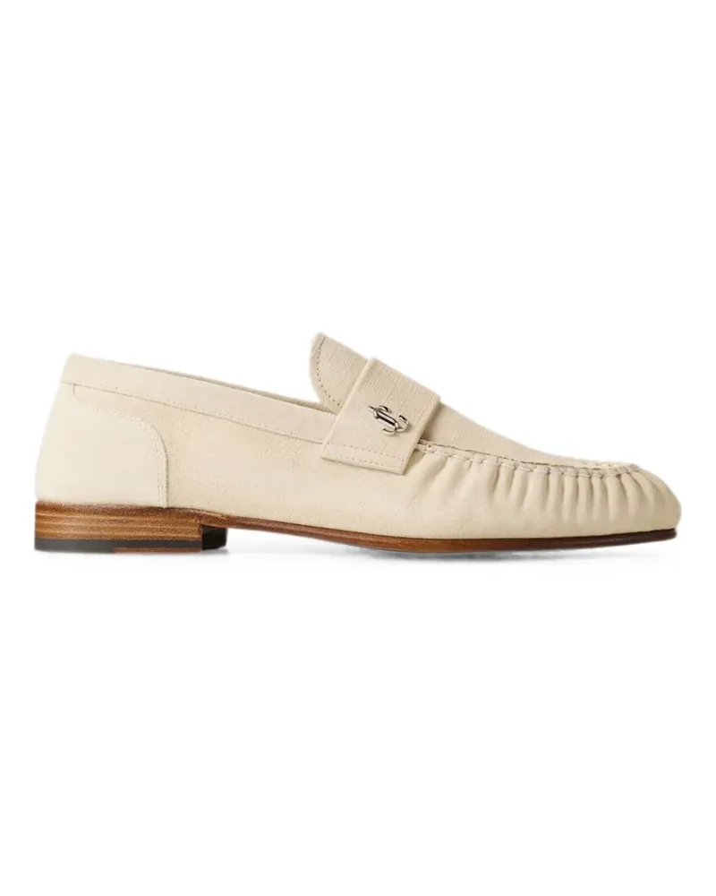 Jimmy Choo Ellis bone etched velvet suede loafers - Nude Nude