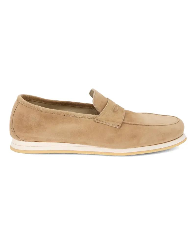 Fedeli suede slip-on loafers - Nude Nude