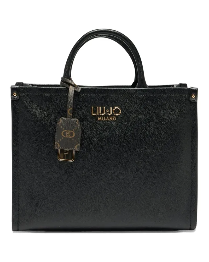 Liu Jo Mittelgroße Tote Bag mit Logo-Schild - Schwarz Schwarz