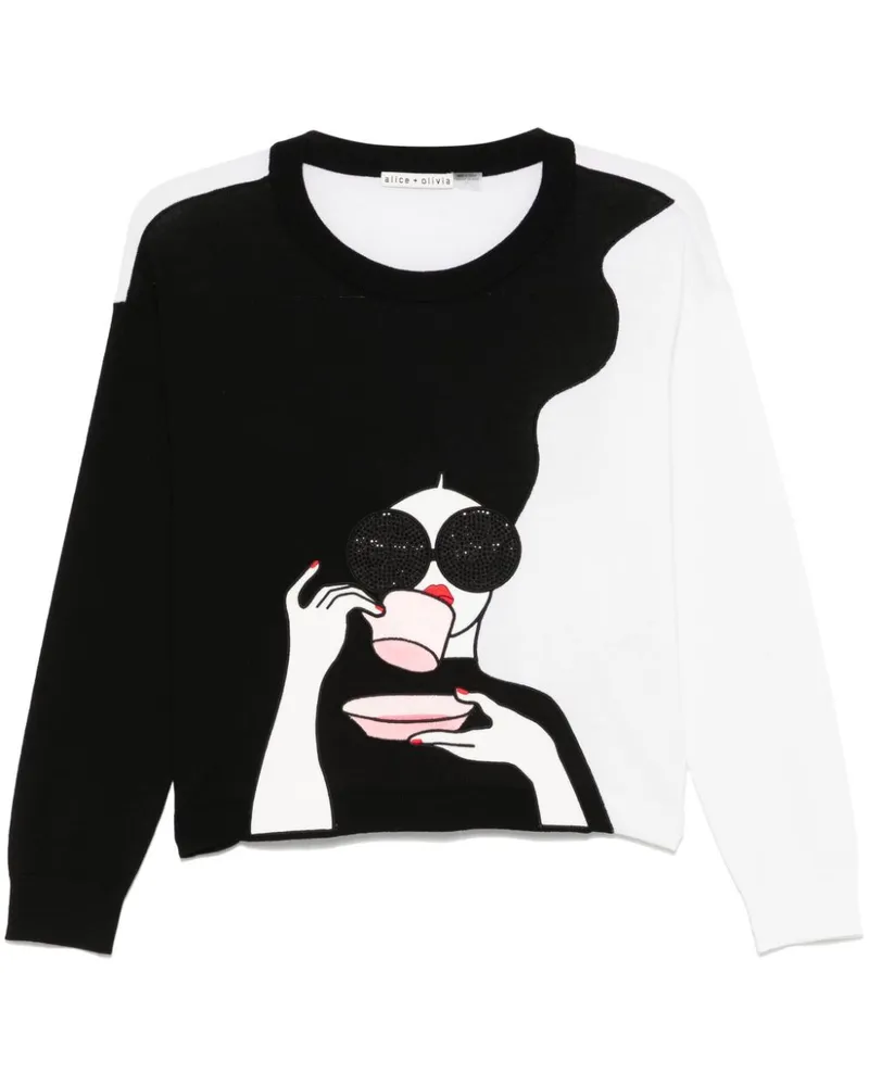 Alice + Olivia Gleeson StaceFace Pullover - Schwarz Schwarz