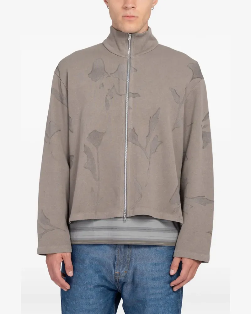 Our Legacy Shrunken Sweatshirt mit Blumenprint und Reißverschluss - Nude Nude