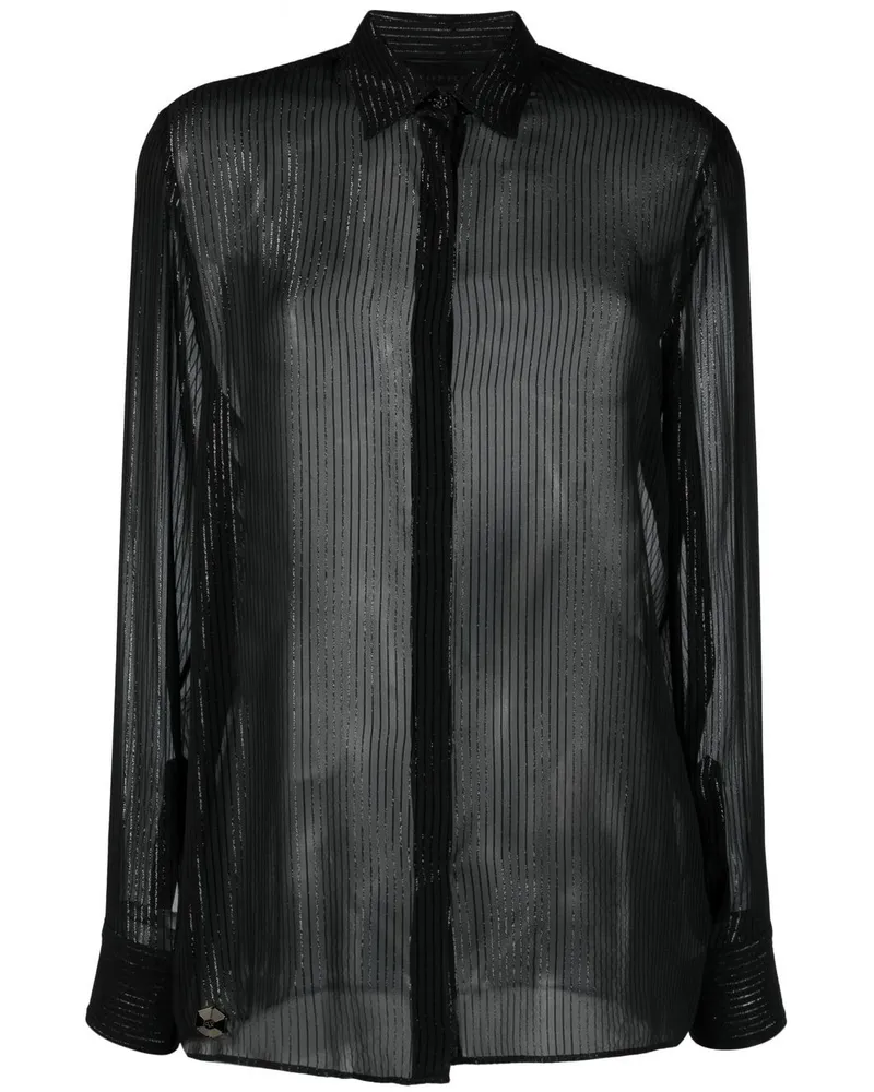 Philipp Plein Sheer-Hemd - Schwarz Schwarz