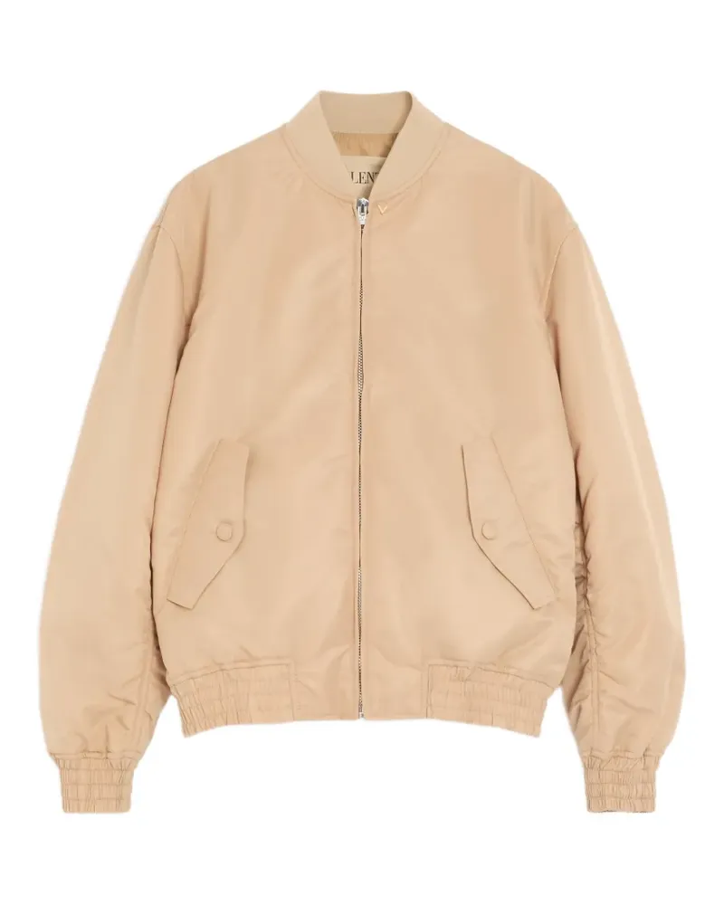 Valentino Garavani nylon bomber jacket with VGold - Nude Nude
