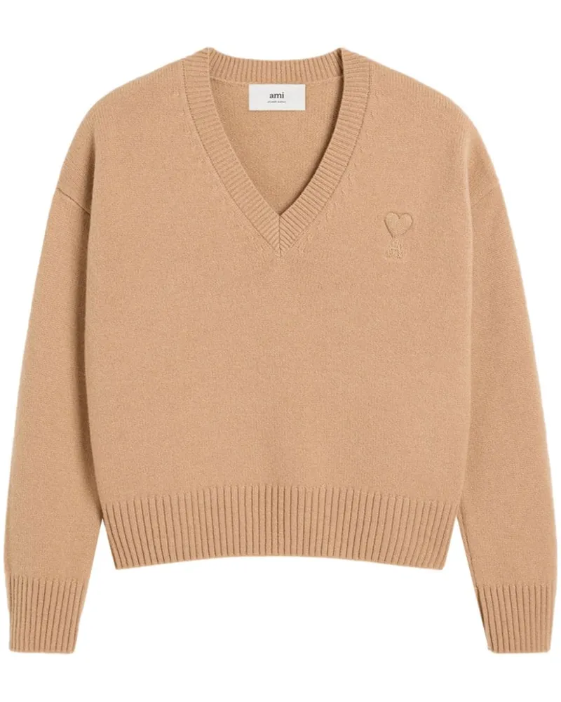 AMI Paris Ami de Coeur Pullover mit V-Ausschnitt - Nude Nude